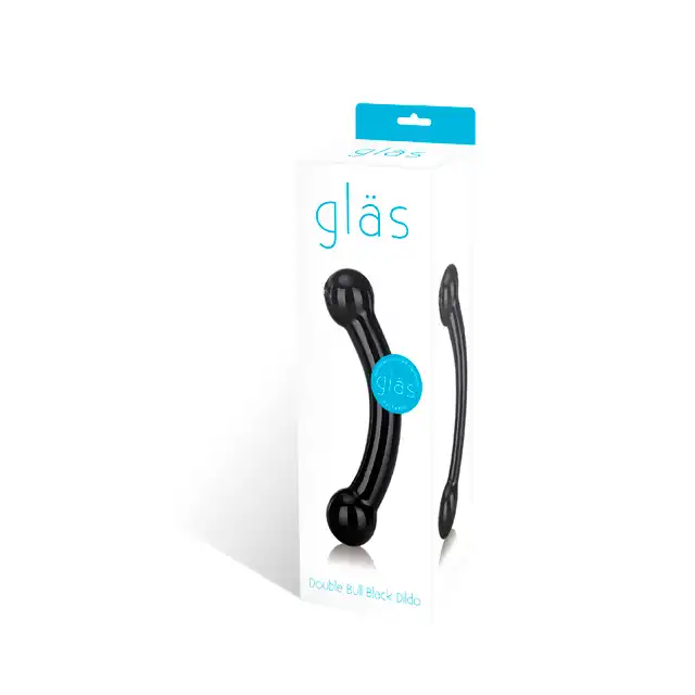 Double Bull Black Dildo.Podwójne Czarne Szklane Dildo