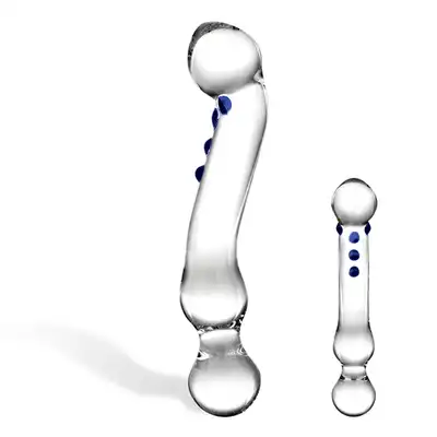 Textured Glass Dildo 6"- Zakrzywione Szklane Dildo z Wypustkami do Stymulacji Punktu G