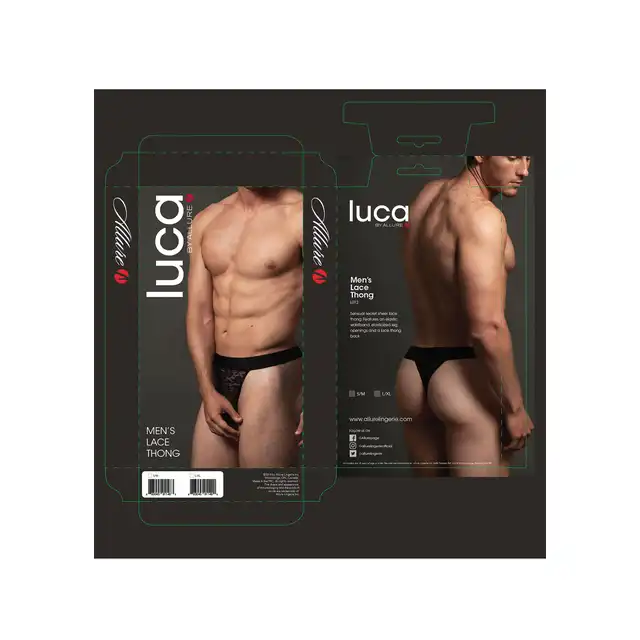Luca - Men's Lace Thong. Męskie koronkowe stringi, zmysłowy fason dla prawdziwych mężczyzn. 