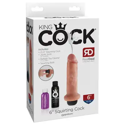 King Cock - Realistyczny penis z wytryskiem. Długość 15 cm. Sztuczna sperma w zestawie.