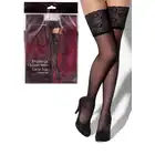 Kiss Me - Stockings 15DEN White S/M. Gładkie pończochy w białym kolorze. Wykończone elegancką koronką, szyte ręcznie