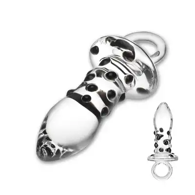Glass Butt Plug Pacifier 5''. Szklana Wtyczka Analna z Wypukłościami