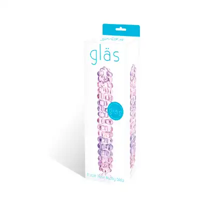 Purple Glass Dildo 7". Chropowate Fioletowo-Różowe Szklane Dildo