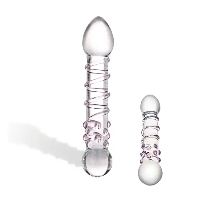 Glas- szklane dildo z wypustkami 18,5 cm 