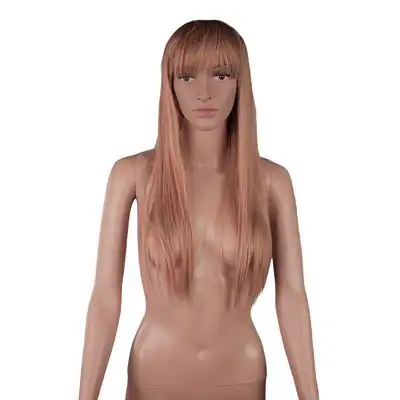 Wigs - Light Brown Wig 70 cm. Peruka z prostą grzywką bardzo jasny brąz 