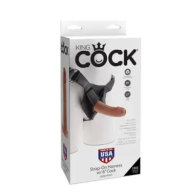 King Cock - Strap-On Harness 17 cm. Hiperrealistyczny strapon z wytrzymałą winylową uprzężą 