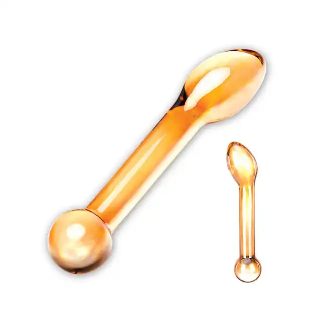 Honey Glass Dildo 7". Szklane Dildo w Kolorze Miodowym