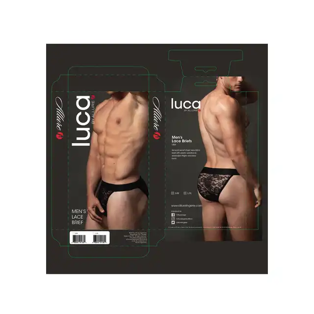 Luca - Men's Lace Briefs. Nietuzinkowe męskie majtki z eleganckiej, czarnej koronki. 