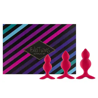FeelzToys - Bibi Twin. Zestaw - 3 różowe zatyczki analne. Dla początkujących i zaawansowanych.