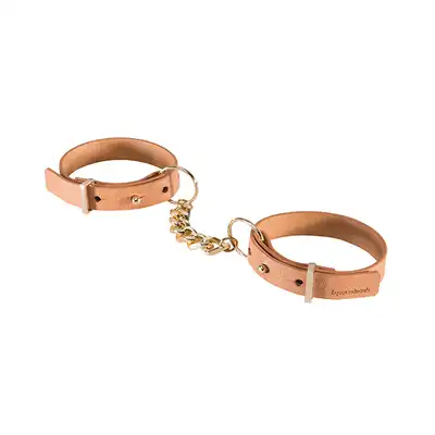 Bijoux Indiscrets - Maze Brown Handcuffs. Mega ekskluzywne brązowe kajdanki ze złotym łańcuchem. 