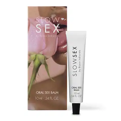 Slow Sex - Oral Sex Balm 10 ml. Przyjemny kokosowy balsam, idealny do zabaw oralnych. Luksusowa kolekcja Bijoux Indiscrets. 