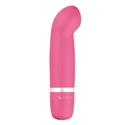 B Swish - BCute Classic Curve Pink. Uroczy, mały wodoodporny wibrator pokryty ultra gładkim silikonem.