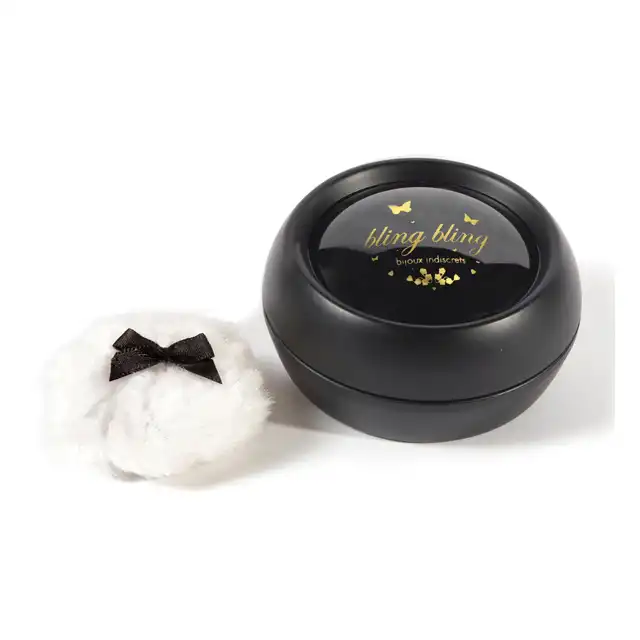 Bijoux Indiscrets - Bling Bling Kissable Body Powder. Aksamitny puder do nabłyszczania skóry i ciała. Idealnie sprawdzi się do intymnych pocałunków.