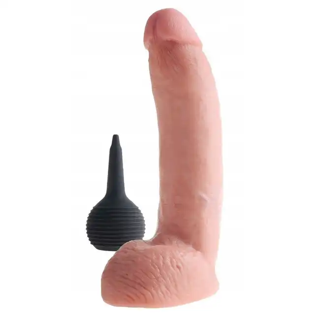 King Cock - Squirting Cock 23 cm. Ultrarealistyczne dildo z wytryskiem. Cudowna tekstura, jak skóra! 