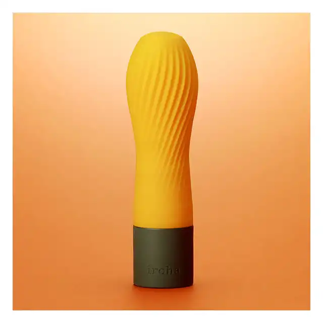 Iroha - Zen Vibrator Yuzucha. Designerski żółty wibrator z miękkiego jak pianka silikonu Soft-Touch! Ekskluzywna kolekcja. 