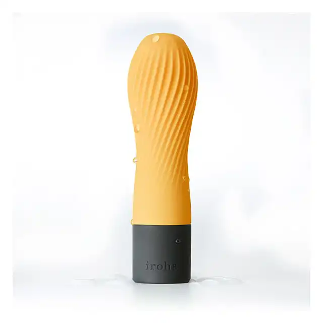 Iroha - Zen Vibrator Yuzucha. Designerski żółty wibrator z miękkiego jak pianka silikonu Soft-Touch! Ekskluzywna kolekcja. 