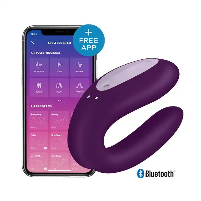 Satisfyer - Partner Vibrator. Ultra nowoczesny fioletowy wibrator dla par. Sterowany aplikacją. Nowość! 