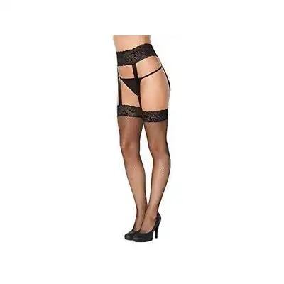 Kiss Me - Suspender Net Tights S/M. Eleganckie otwarte pończochy z miękkiego materiału. 
