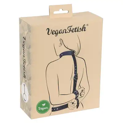 Vegan Fetish - Restraint Set. Skóropodobny stylowy zestaw z kołnierzem, kajdankami i pasem w talii. 