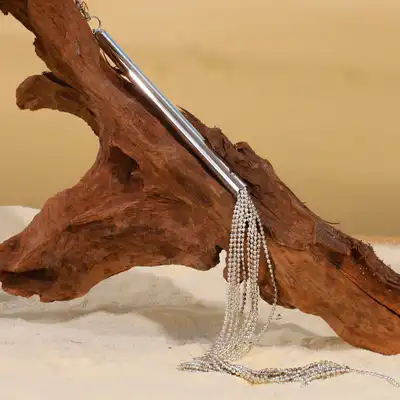 Bijoux Indiscrets - Magnifique Whip Necklace Silver. Srebrny naszyjnik bicz do chłosty. Luksusowa kolekcja. 