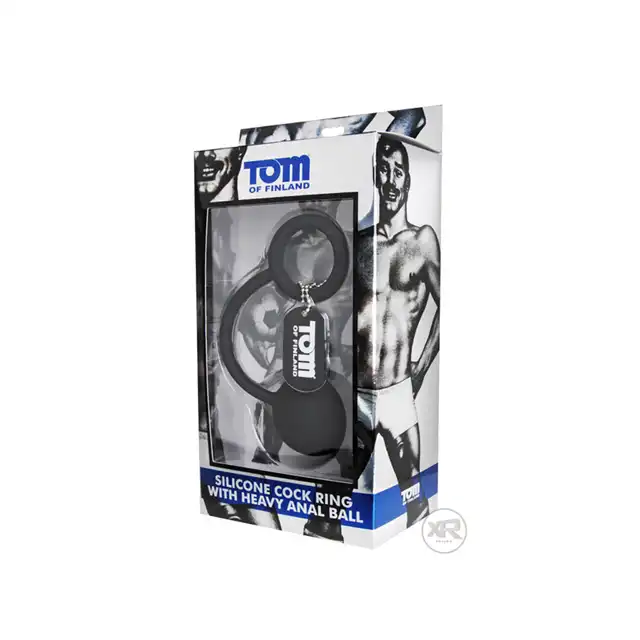 Tom of Finland - Cock Ring with Heavy Anal Ball. Silikonowy, wysokiej jakości ring erekcyjny i ciężka kulka analna. 