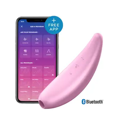 Satisfyer - Curvy 3+. Niezwykły, wibrujący stymulator z aplikacją na telefon! Wibracje w rytmie ulubionej muzyki. 
