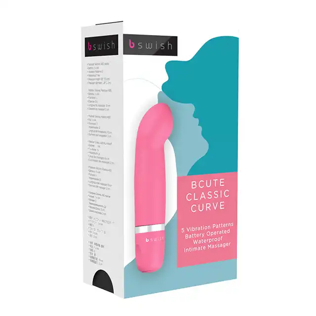 B Swish - BCute Classic Curve Pink. Uroczy, mały wodoodporny wibrator pokryty ultra gładkim silikonem.