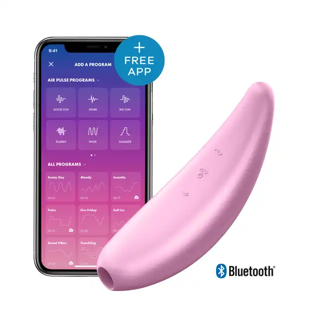 Satisfyer - Curvy 3+. Niezwykły, wibrujący stymulator z aplikacją na telefon! Wibracje w rytmie ulubionej muzyki. 