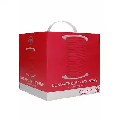 Ouch - Bondage Rope - Miękka profesjonalna. 1 Metr - Czerwona. Super do pokazów publicznych  lub prywatnych. Mega sale!