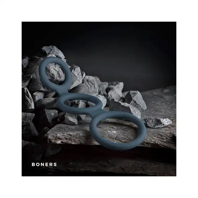 Boners - Triple Ring. Potrójny pierścień erekcyjny. Idealnie gładki, miły w dotyku silikon. 
