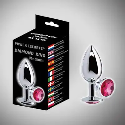 Power Escorts - Diamond Escorts Medium. Stalowy plug analny z różowym diamentem. Najwyższej jakości materiał, 100% bezpieczne dla ciała.