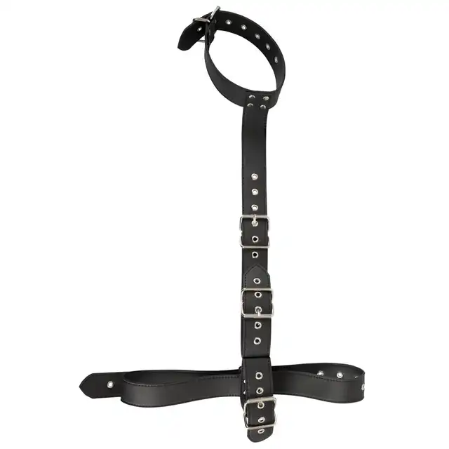 Vegan Fetish - Restraint Set. Skóropodobny stylowy zestaw z kołnierzem, kajdankami i pasem w talii. 