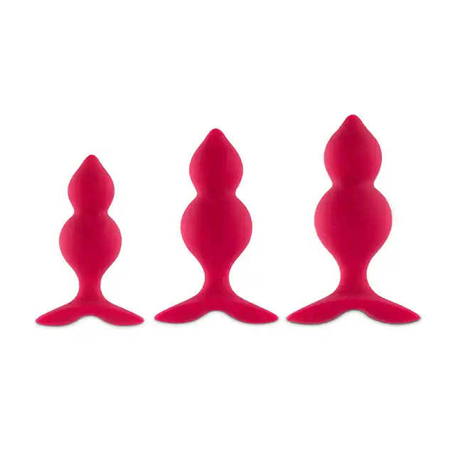 FeelzToys - Bibi Twin. Zestaw - 3 różowe zatyczki analne. Dla początkujących i zaawansowanych.