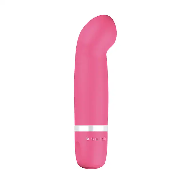 B Swish - BCute Classic Curve Pink. Uroczy, mały wodoodporny wibrator pokryty ultra gładkim silikonem.
