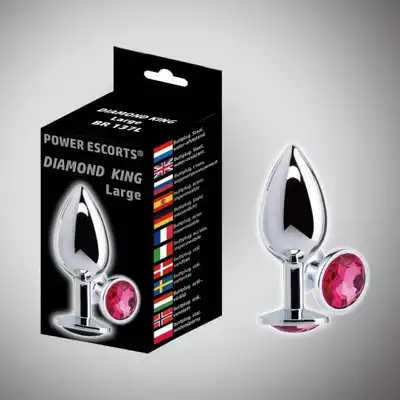 Power Escorts - Diamond Escorts Large. Stalowy plug analny z różowym diamentem. Najwyższej jakości materiał, 100% bezpieczne dla ciała.