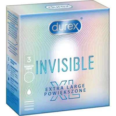 Durex Invisible XL. Supercienkie w rozmiarze XL. 3 szt.