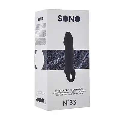 Sono - Stretchy Penis Extension No. 33. Ultra miękka czarna nakładka powiększająca i stymulująca. 