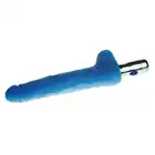 Pulse Master - Niebieski masywny penis z wibracjami i jądrami. Unikalny. aksamitny w dotyku. 25cm długości