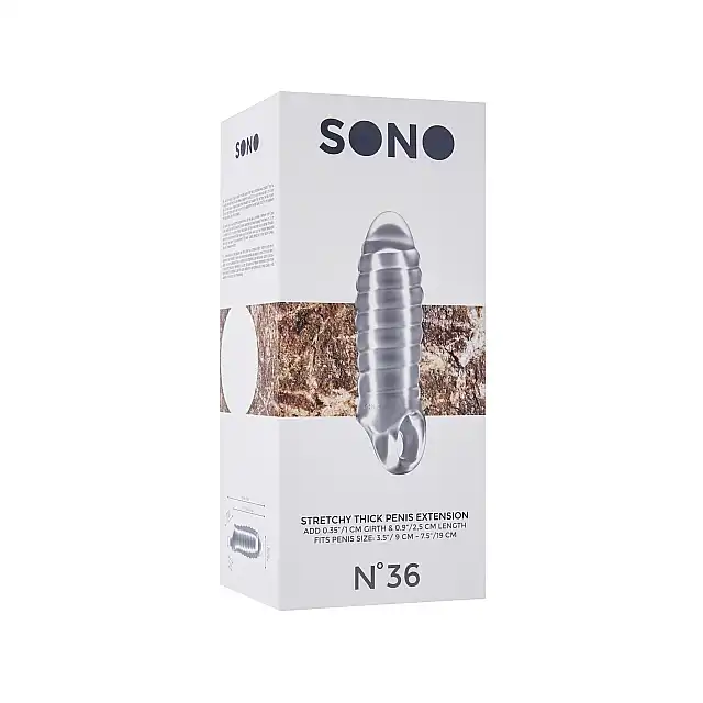 Sono - Stretchy Thick Penis Extension No. 36. Falista nakładka na penisa powiększająca i stymulująca. 100% satysfakcji!