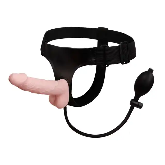 Ultra Harness - Inflatable Pump Strap On. Niezwykły strap on z pompowanym dildo!