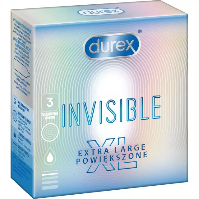 Durex Invisible XL. Supercienkie w rozmiarze XL. 3 szt.