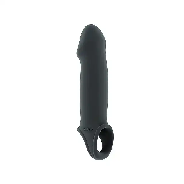 Sono - Stretchy Penis Extension No. 33. Ultra miękka szara nakładka powiększająca penisa. Dodatkowa stymulacja.