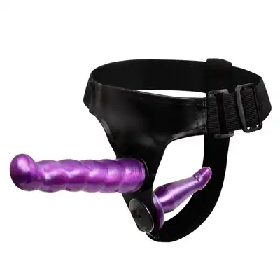 Female Harness Ultra - Fioletowy strap on. Podwójna stymulacja! 