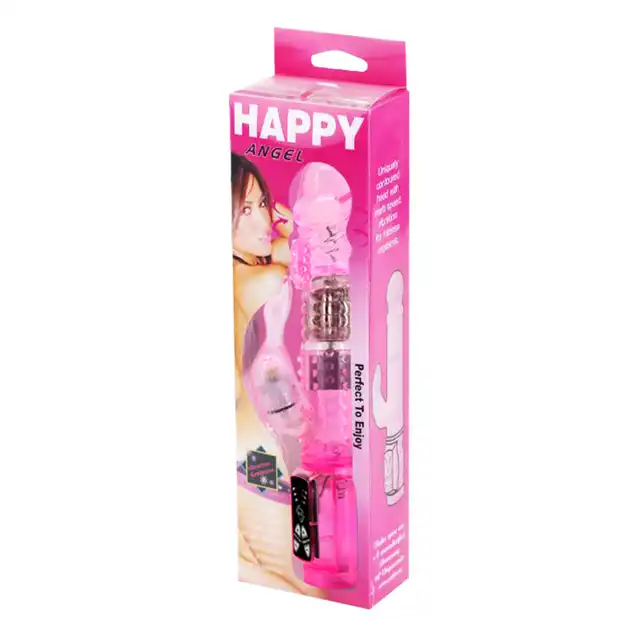 Happy Angel - Vibrator with Rotation. Fioletowy rotacyjny wibrator z króliczkiem.