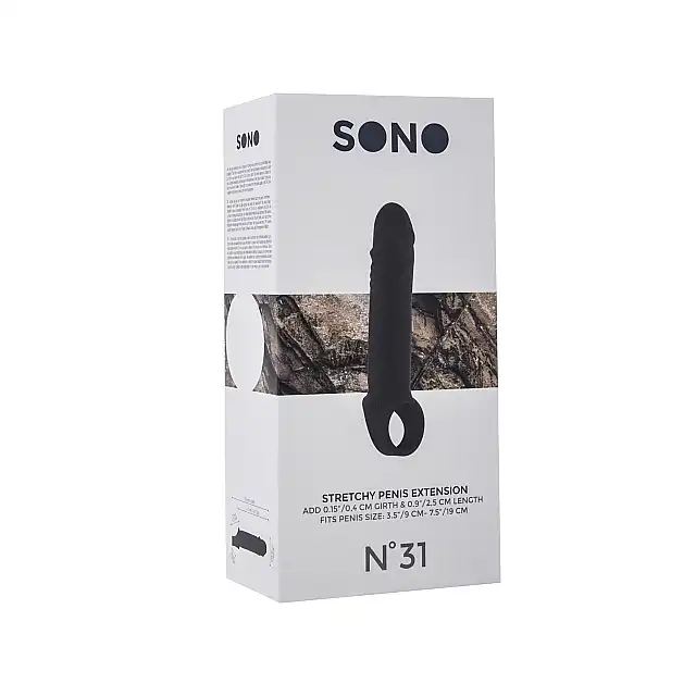 Sono - Stretchy Penis Extension No. 31. Najlepsza nakładka na penisa, silikon premium! Wydłużenie i pogrubienie. 