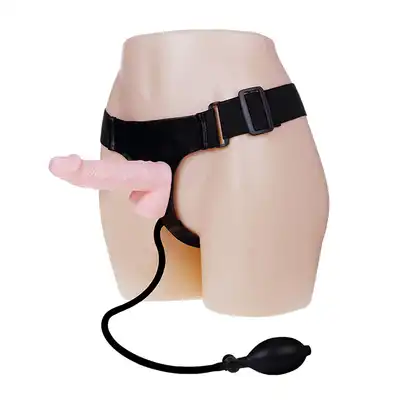 Ultra Harness - Inflatable Pump Strap On. Niezwykły strap on z pompowanym dildo!