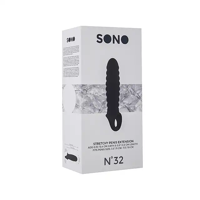 Sono - Stretchy Penis Extension No. 32. Ultra miękka, falista nakładka powiększająca i stymulująca. 
