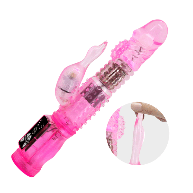 Happy Angel - Vibrator with Rotation. Fioletowy rotacyjny wibrator z króliczkiem.