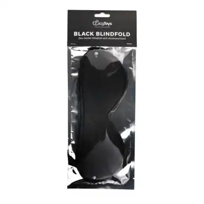 Easy Toys - Black Blindfold. Opaska na oczy, skórzane wykończenie.