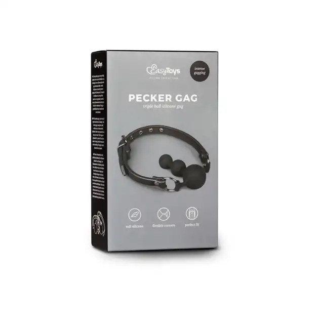Easy Toys - Pecker Gag. Knebel z trzema kulkami. Silikon medyczny.